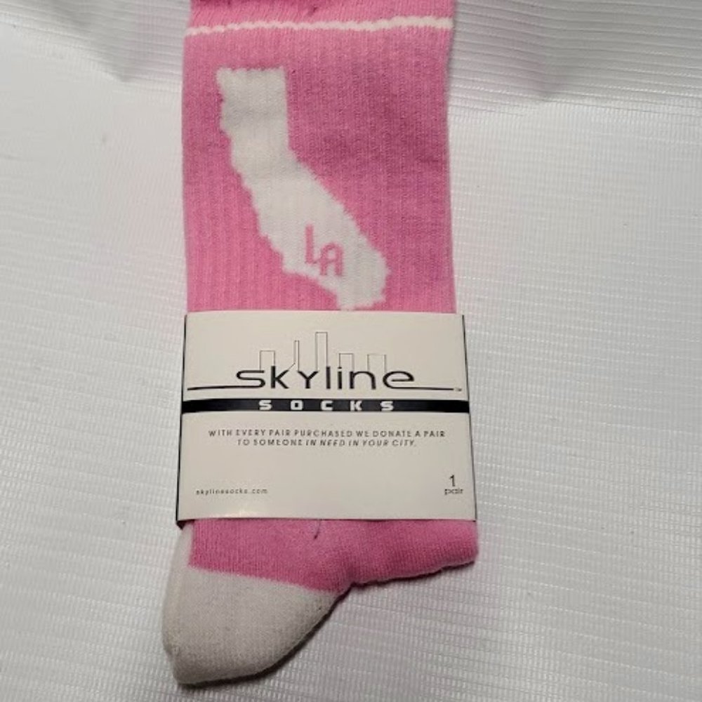 Skyline Socks Los Angeles Pink with California and LA on socks NEW